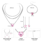 Rhodium Plated Pink Heart Jewellery Set