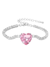 Rhodium Plated Pink Heart Jewellery Set