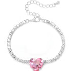 Rhodium Plated Pink Heart Jewellery Set
