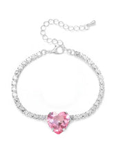 Rhodium Plated Pink Heart Jewellery Set