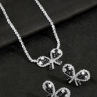 Peora Sparkling Black White CZ Bow Necklace Set