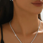 Peora Sparkling Black White CZ Bow Necklace Set