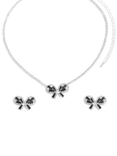 Peora Sparkling Black White CZ Bow Necklace Set