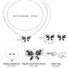 Peora Sparkling Black White CZ Bow Necklace Set