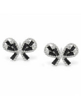 Peora Sparkling Black White CZ Bow Necklace Set