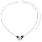 Peora Sparkling Black White CZ Bow Necklace Set