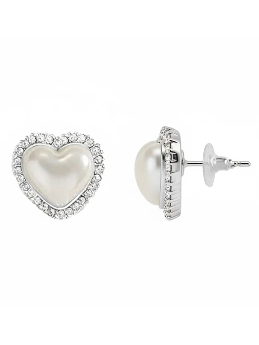 Peora heart Motif Double Layer Pearl Necklace Set