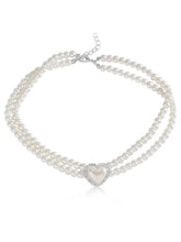 Peora heart Motif Double Layer Pearl Necklace Set