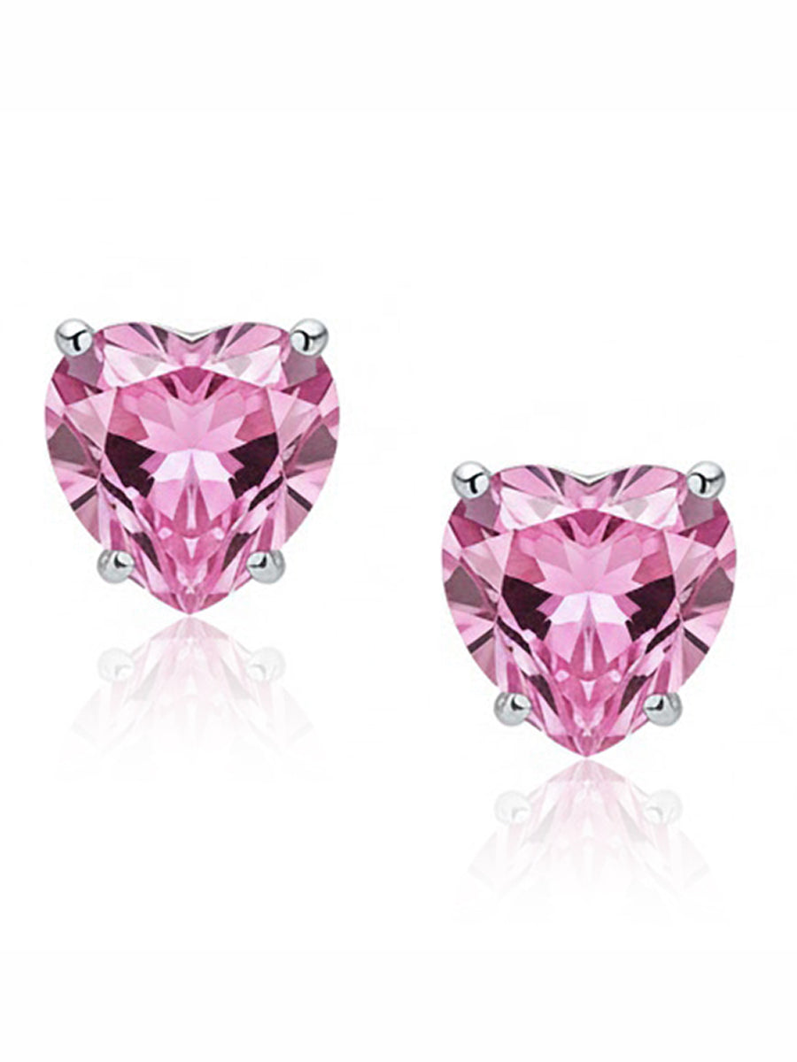 Peora Pink Heart Crystal Necklace Set