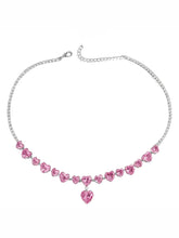 Peora Pink Heart Crystal Necklace Set