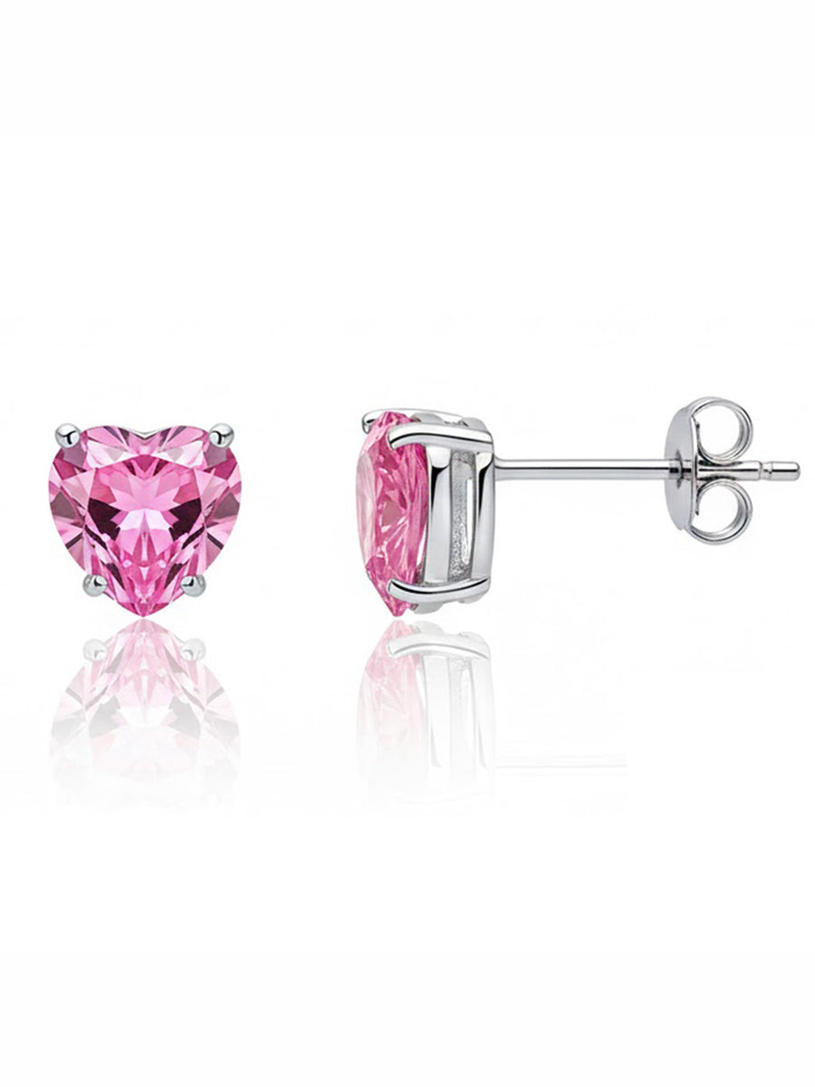 Peora Pink Heart Crystal Necklace Set