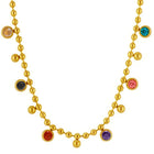 Peora Vibrant Rainbow CZ Gold Bead Chain Necklace