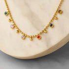 Peora Vibrant Rainbow CZ Gold Bead Chain Necklace