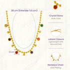 Peora Vibrant Rainbow CZ Gold Bead Chain Necklace