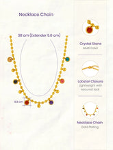 Peora Vibrant Rainbow CZ Gold Bead Chain Necklace