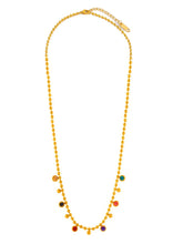 Peora Vibrant Rainbow CZ Gold Bead Chain Necklace