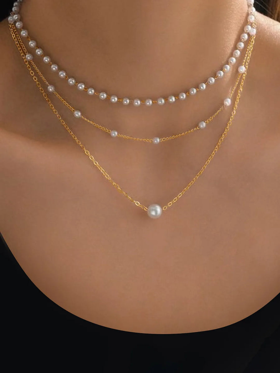 Peora Pearl Whisper Layer Necklace - Gold