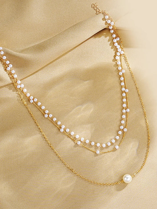 Peora Pearl Whisper Layer Necklace - Gold