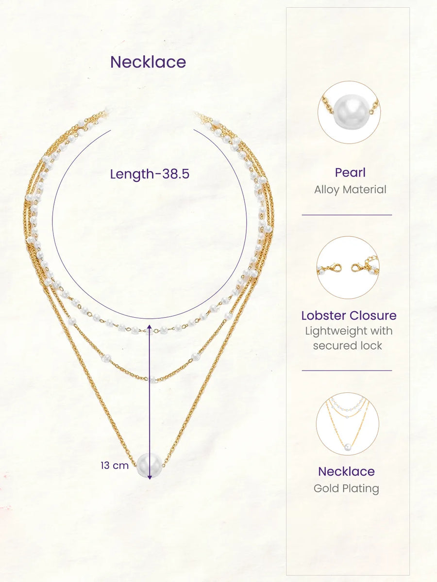Peora Pearl Whisper Layer Necklace - Gold