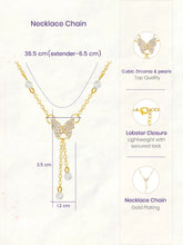 Peora Butterfly Charm Pearl Accent Necklace - Gold