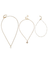 Peora Pearl Butterfly Charm Layer Necklace - Gold