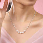 Rhodium Plated White Bead Necklace