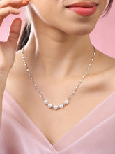 Rhodium Plated White Bead Necklace