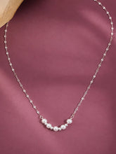 Rhodium Plated White Bead Necklace