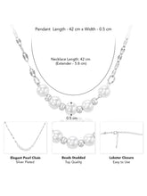 Rhodium Plated White Bead Necklace