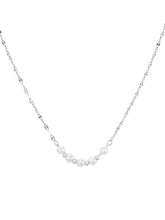 Rhodium Plated White Bead Necklace