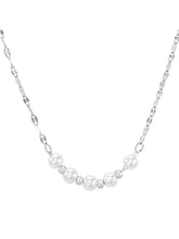 Rhodium Plated White Bead Necklace