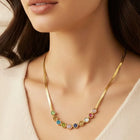 Peora Vibrant Rainbow Row CZ Gold Necklace