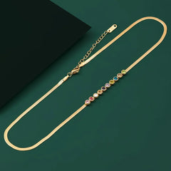 Peora Vibrant Rainbow Row CZ Gold Necklace