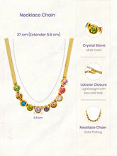Peora Vibrant Rainbow Row CZ Gold Necklace