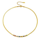 Peora Vibrant Rainbow Row CZ Gold Necklace