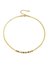 Peora Vibrant Rainbow Row CZ Gold Necklace