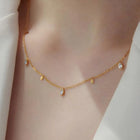 Peora Chic Gold Pear CZ Charm Drop Necklace