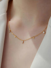Peora Chic Gold Pear CZ Charm Drop Necklace