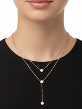Peora Minimalist Rose Gold CZ Two Layer Necklace