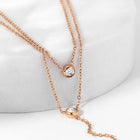 Peora Minimalist Rose Gold CZ Two Layer Necklace