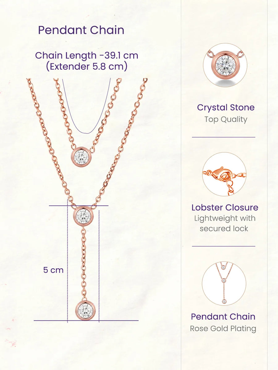 Peora Minimalist Rose Gold CZ Two Layer Necklace