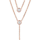 Peora Minimalist Rose Gold CZ Two Layer Necklace