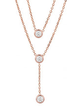 Peora Minimalist Rose Gold CZ Two Layer Necklace
