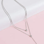 Peora Minimalist Silver CZ Double Layer Necklace