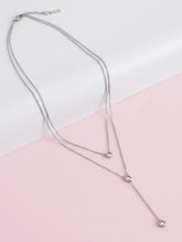 Peora Minimalist Silver CZ Double Layer Necklace