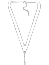 Peora Minimalist Silver CZ Double Layer Necklace