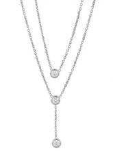 Peora Minimalist Silver CZ Double Layer Necklace