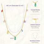Peora Rainbow CZ Multi Charm Gold Chain Necklace