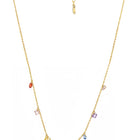 Peora Rainbow CZ Multi Charm Gold Chain Necklace