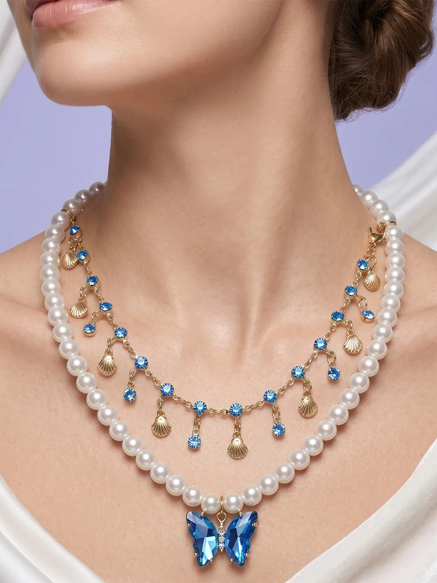 Peora Butterfly Pearl Bliss Layer Necklace - Gold